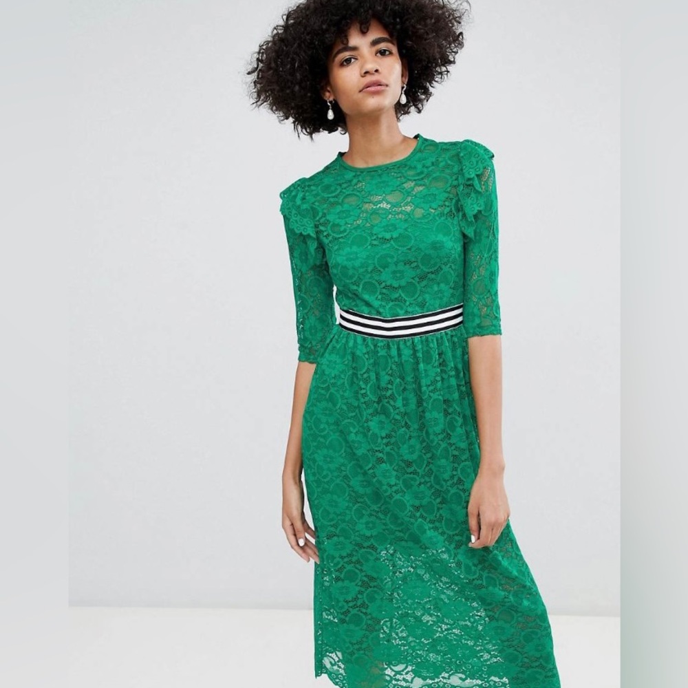 ASOS midi lace tea dress in green